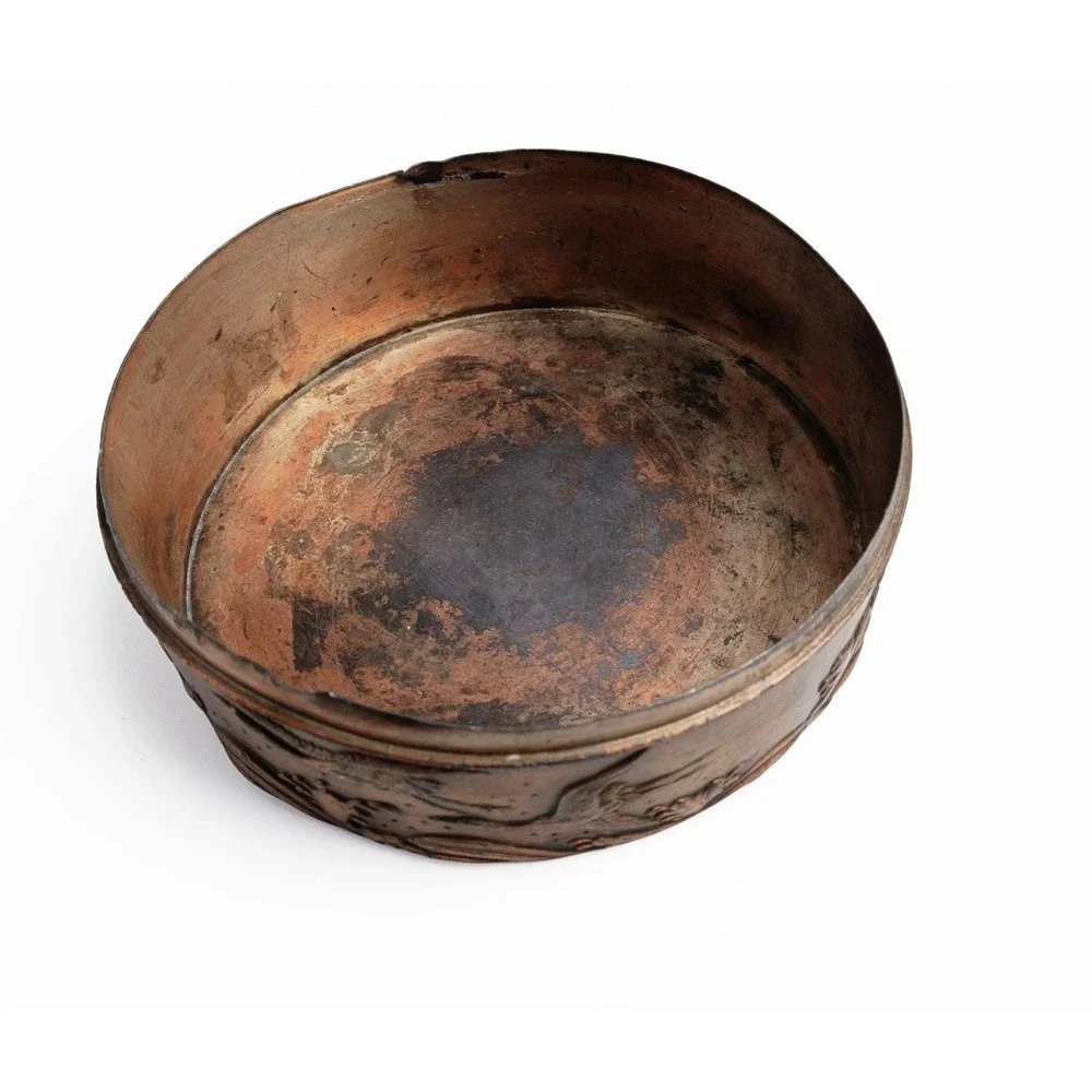 Art Nouveau Style Peacock Trinket Box For Jewelry Keepsakes Copper Covered Metal
